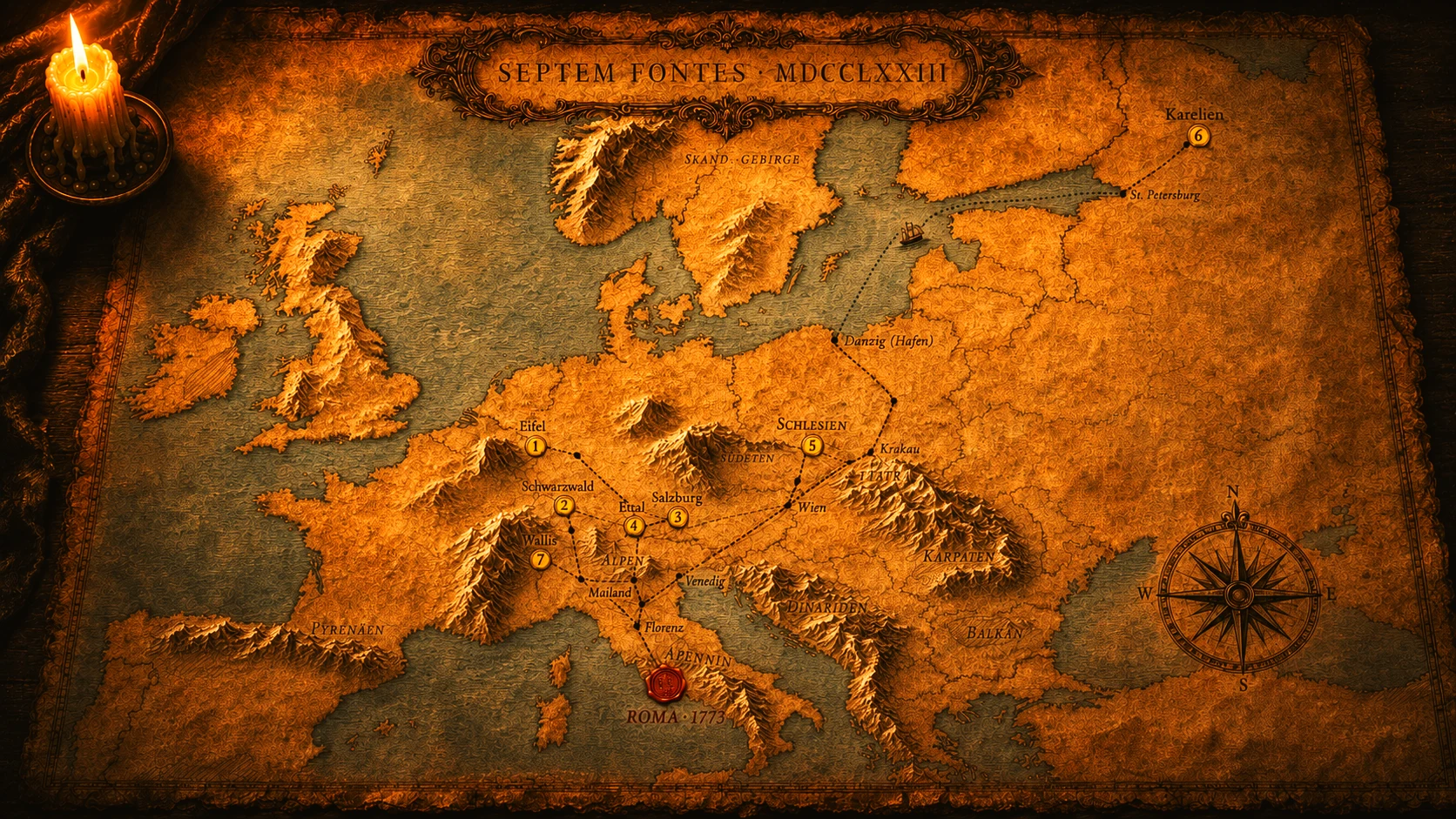 Die Karte der sieben Quellen — Septem Fontes 1773